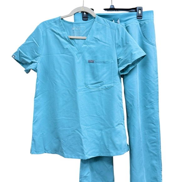 Figs Sea Glass Small Catarina Small Petite Kade Pants GUC - Picture 2 of 8